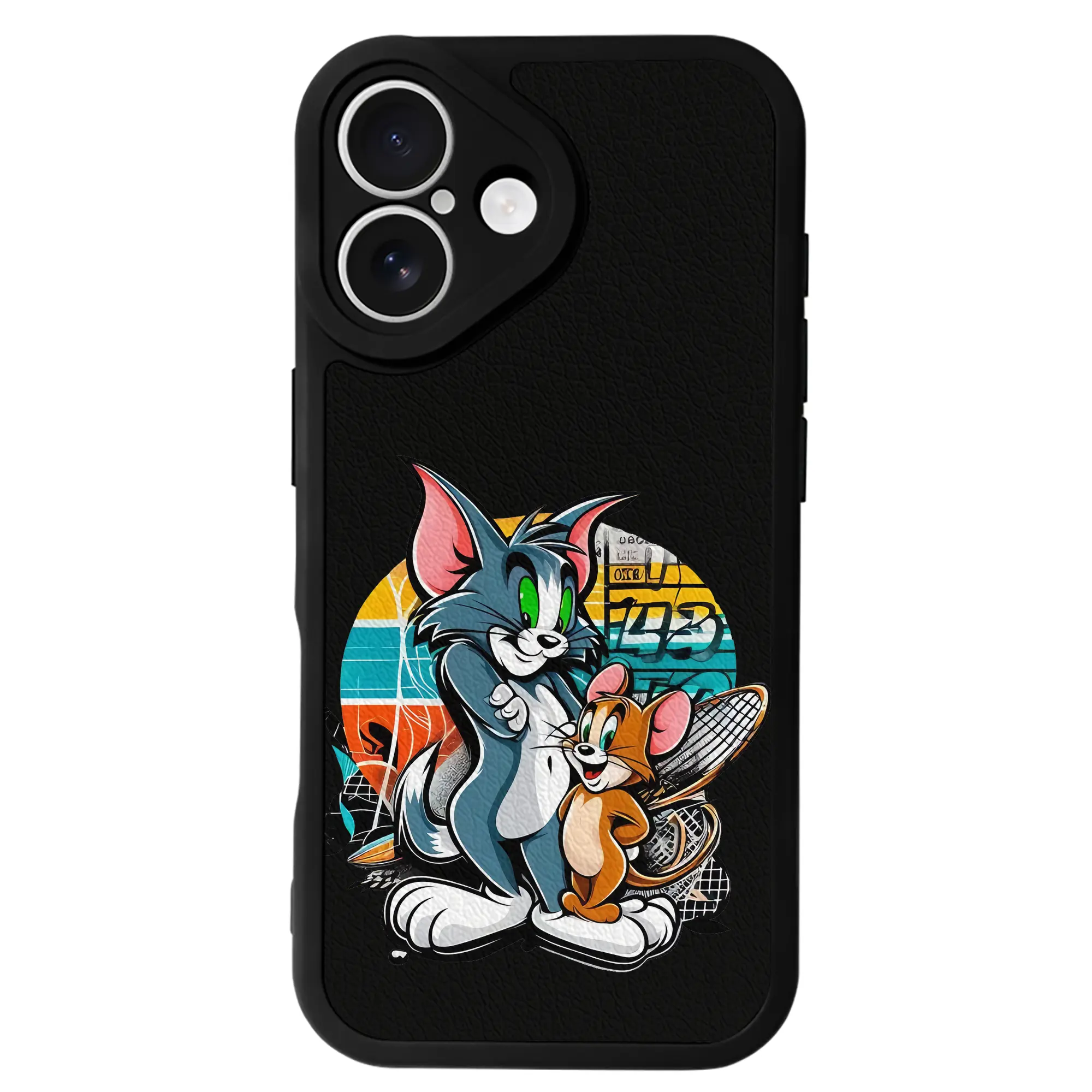 トムとジェリー グッズ トム - IPhone 16シリーズ対応 ・ シリコンスマホケース ・ レザー調 ・ 高精度フィット ・ 耐衝撃 ・ ワイヤレス充電対応 ・ 精密カット